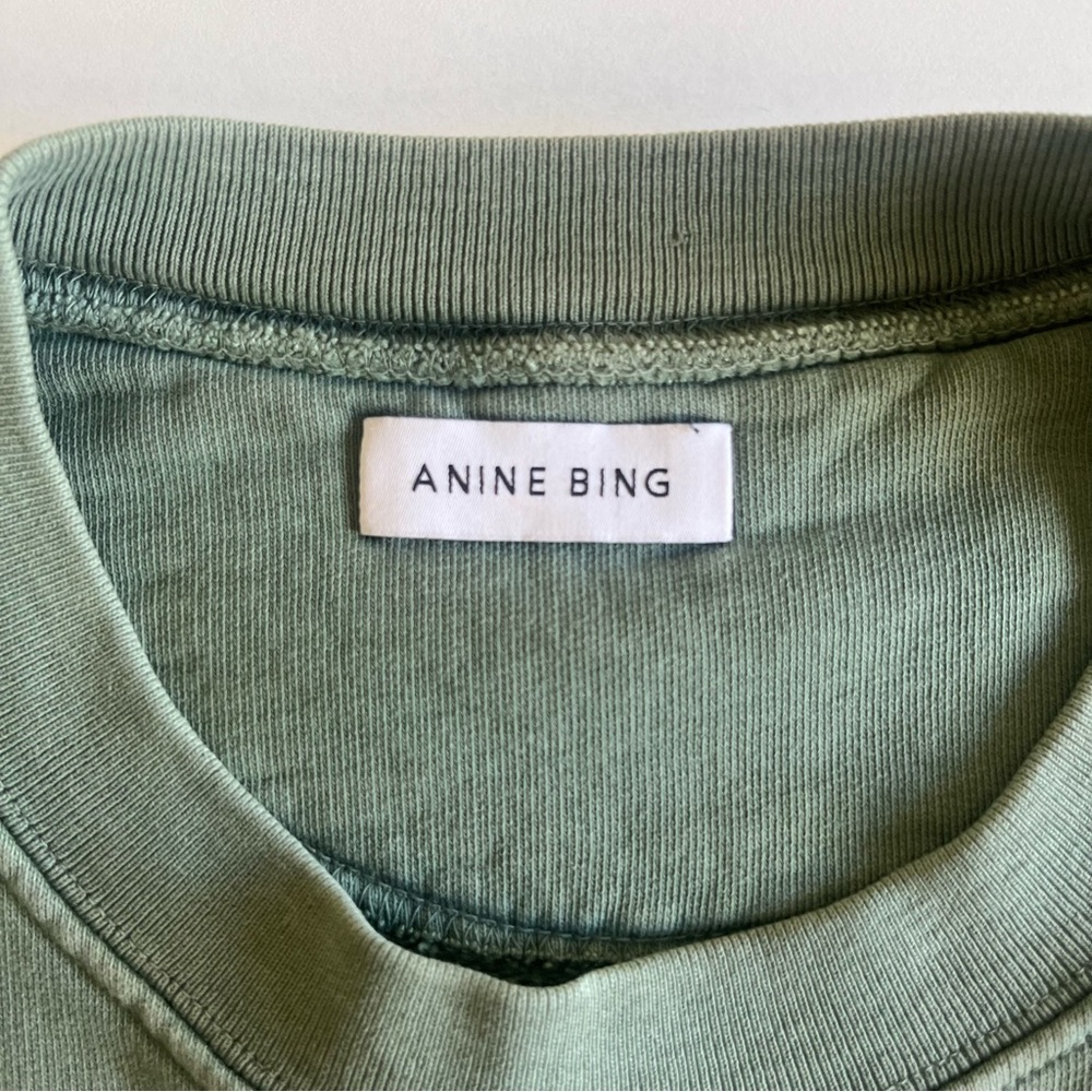 Anine Bing Cody Sweatshirt Bing Live in Green Size M - Picture 8 of 14